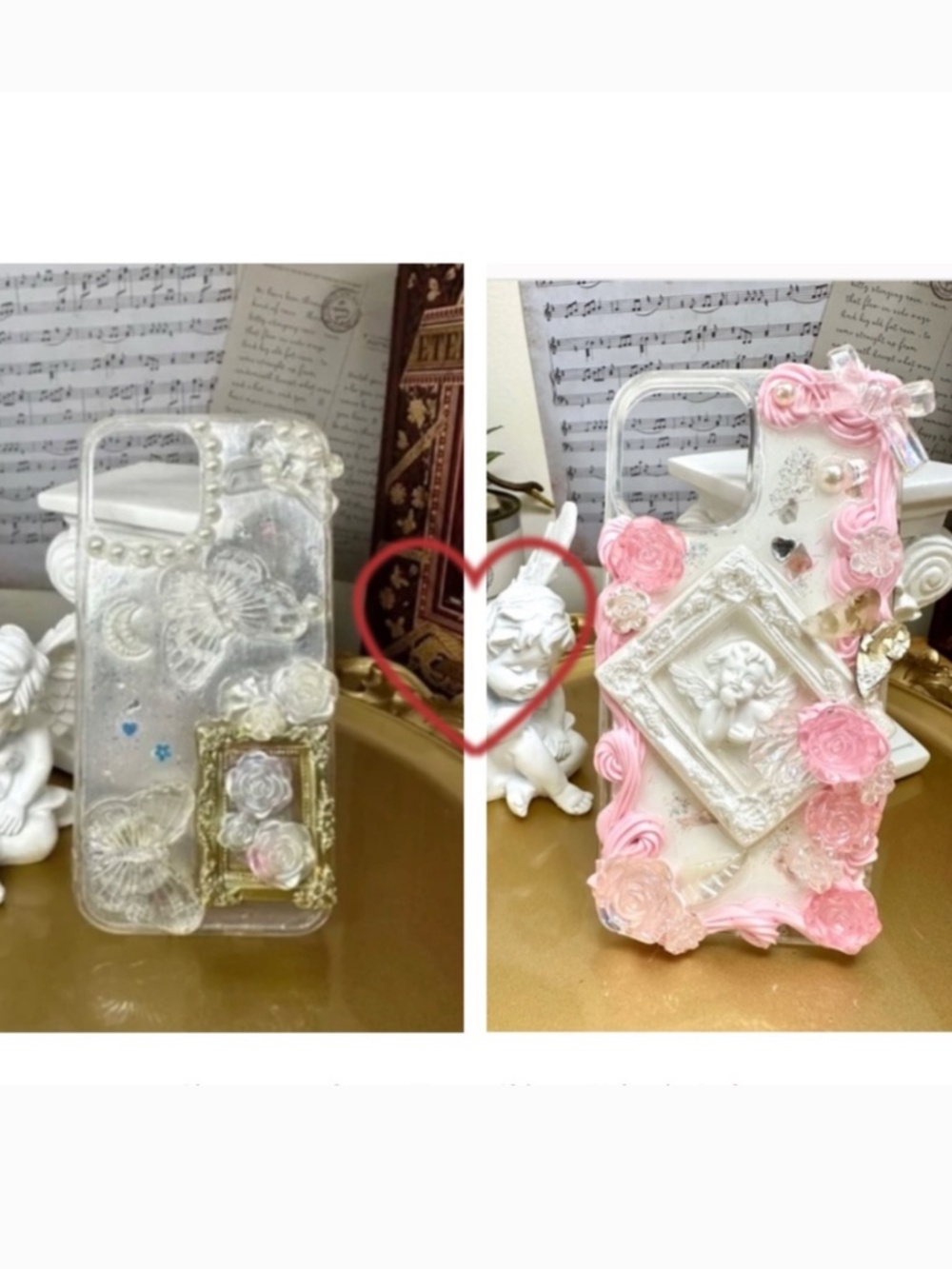 iPhone 12/12pro Baroque Butterfly and angel Phone Case, Handmade case